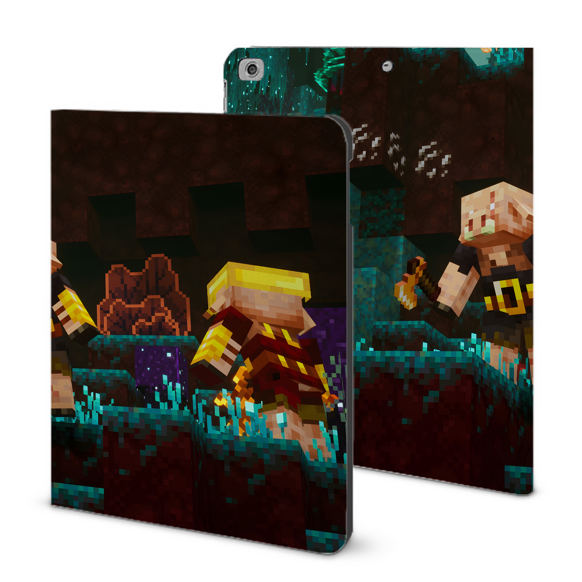 （画像用） マインクラフト ブロックの世界 Minecraft MC Block world IPad ケース ブック型 PUレザー TPU 耐衝撃 軽量 薄型 ペン収納なし 全面保護 IPad 各モデル対応